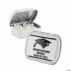 Cheap 👍 Personalized White Graduation Mint Tins - 24 Pc. 😍