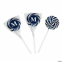 Best Pirce 👏 Personalized Navy Blue Monogram Swirl Lollipops - 24 Pc. 👍