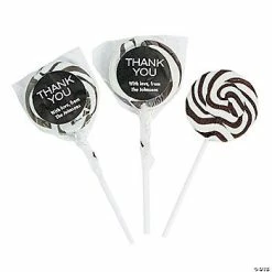 Budget 👏 Personalized Thank You Swirl Lollipops - Black & White 🎉