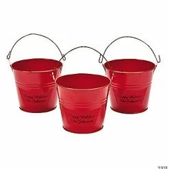 Best Sale ✨ Personalized Mini Red Favor Pails - 12 Pc. 🔔