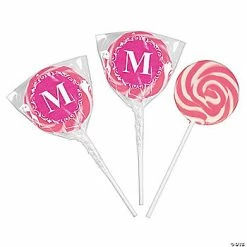 Cheapest 😀 Personalized Hot Pink Monogram Swirl Lollipops - 24 Pc. 😀