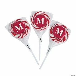 Buy 🛒 Personalized Red Monogram Swirl Lollipops - 24 Pc. ✨