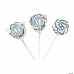 Flash Sale ⌛ Personalized Silver Monogram Swirl Lollipops - 24 Pc. ❤️