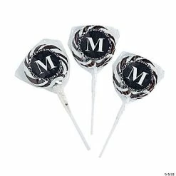 Flash Sale 😍 Personalized Black Monogram Swirl Lollipops - 24 Pc. 🥰