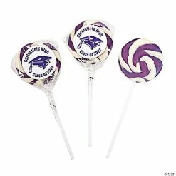 Best Sale 💯 Personalized Purple Graduation Swirl Lollipops - 24 Pc. ✔️