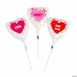 Buy 🎁 Confetti Heart-Shaped Conversation Heart Lollipops - 12 Pc. 💯
